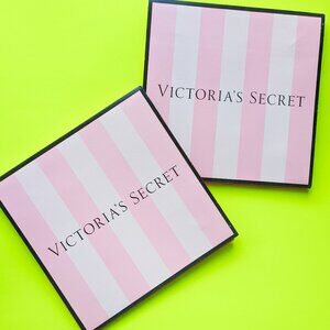 Victoria's Secret Small Square Pink Iconic Strips Boxes - Lot of 2